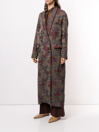 floral jacquard double breasted coat展示图