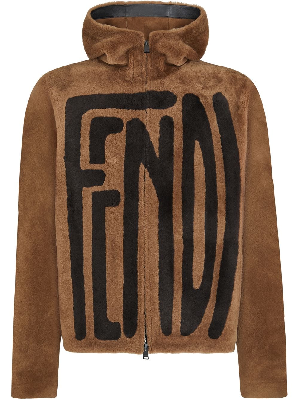 фото Fendi куртка с капюшоном и контрастным логотипом