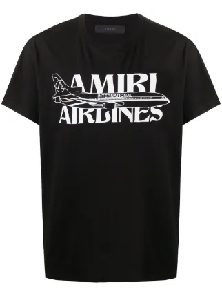 Shop black AMIRI logo print cotton T 
