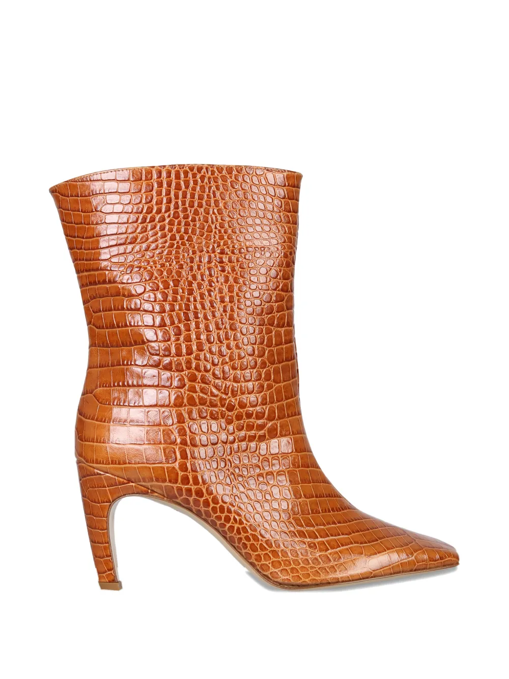 GIABORGHINI crocodile-embossed heeled ankle boots - Marrone