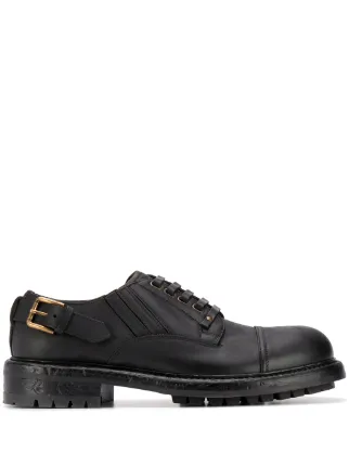 Dolce & Gabbana Leather Buckle Derby Shoes | Black | FARFETCH