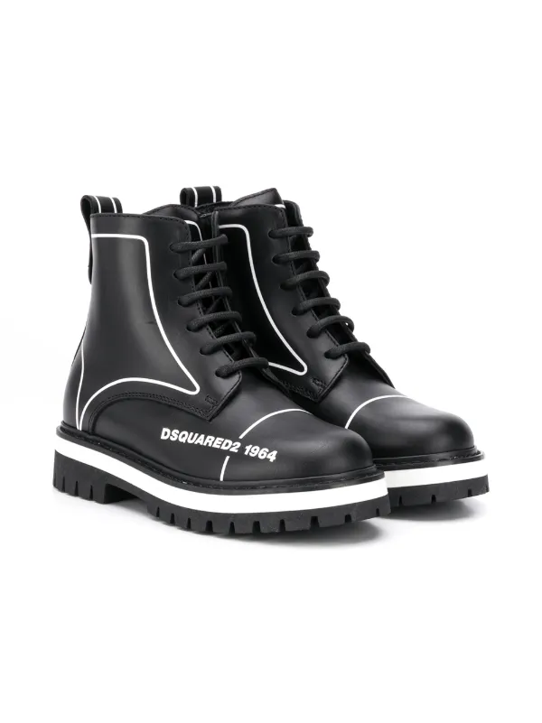 kids black combat boots