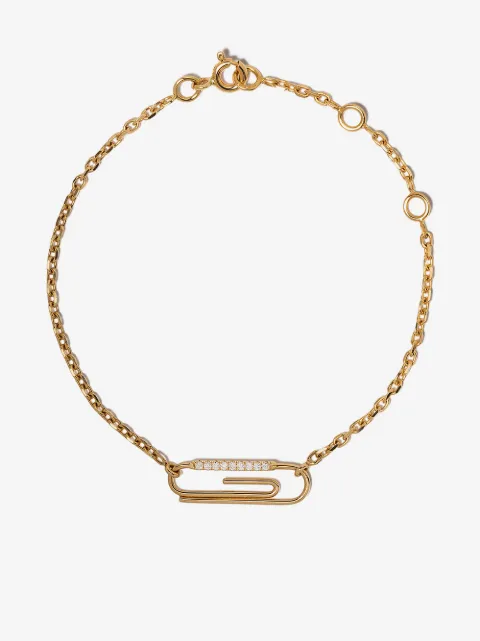 Aurelie Bidermann 18kt yellow gold Paper clip diamond bracelet