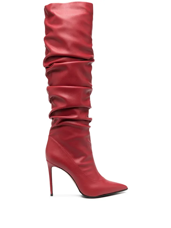 knee length red boots