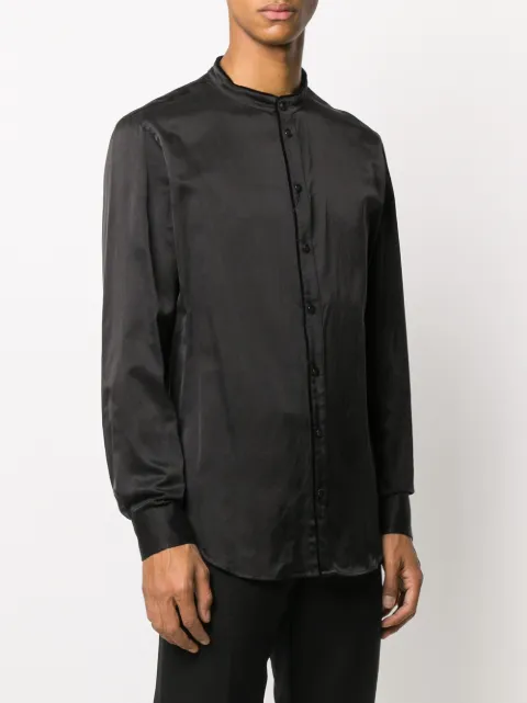 collarless satin shirts