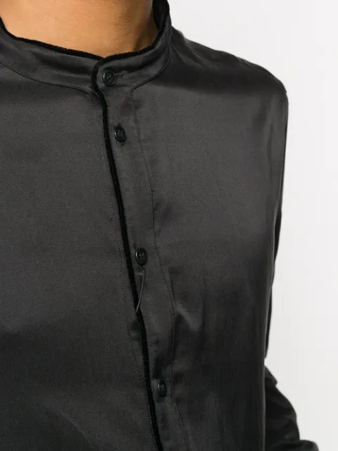 collarless satin shirts