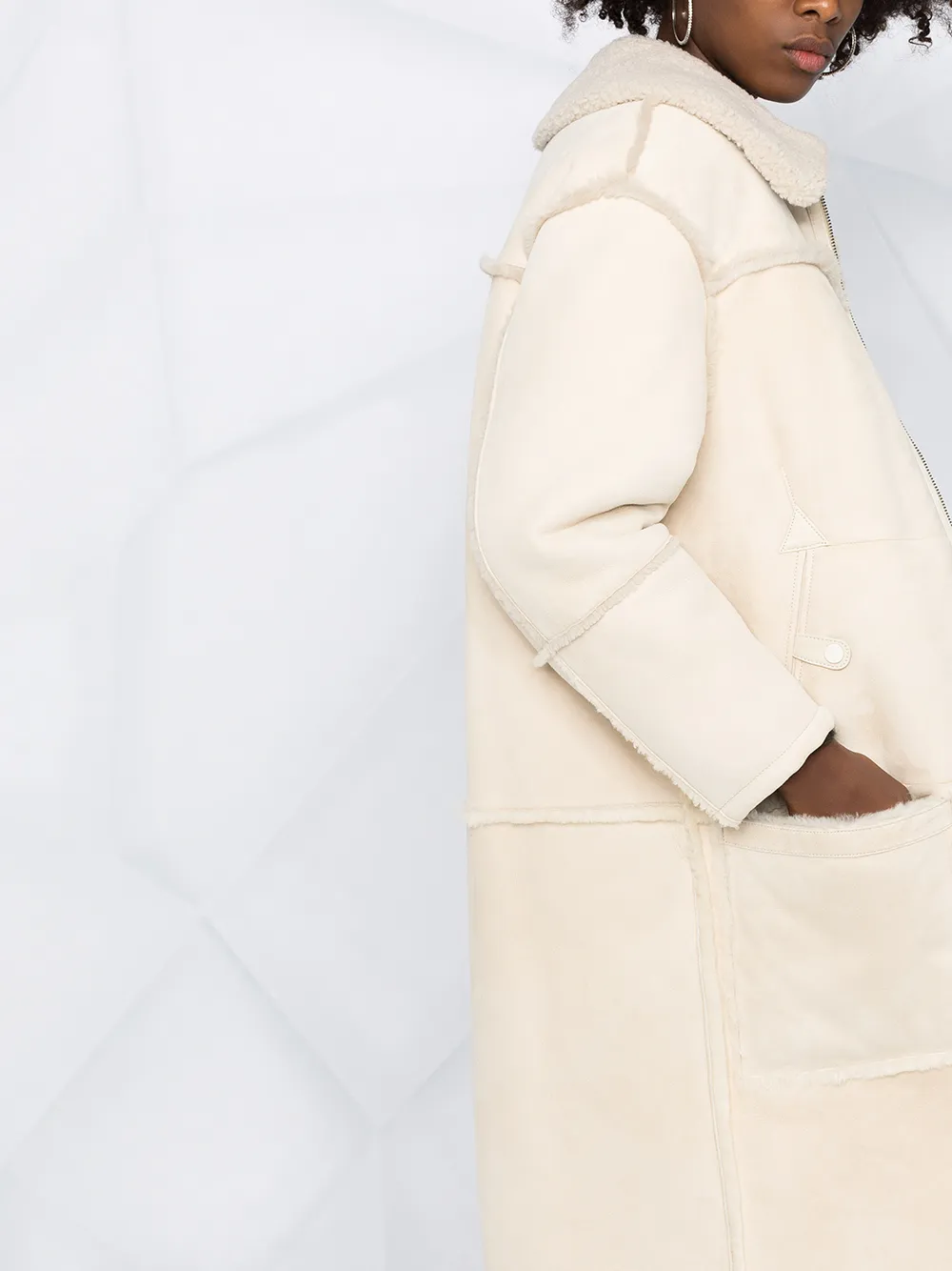 CLOSED LEATHER SHEARLING COAT