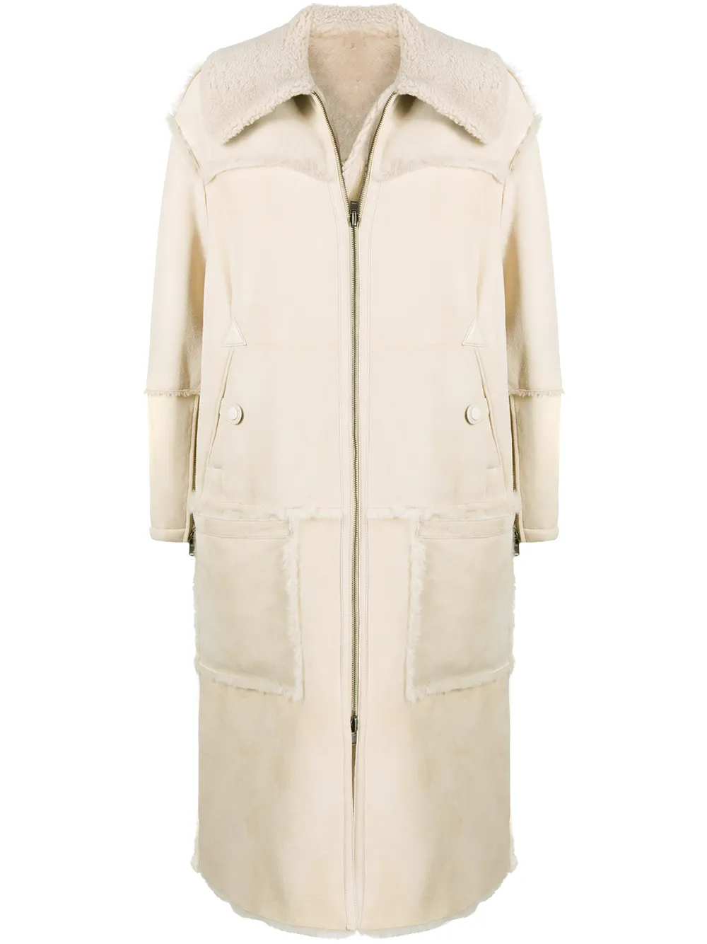 Closed Leather Shearling Coat