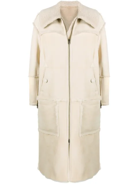 Closed leather shearling coat