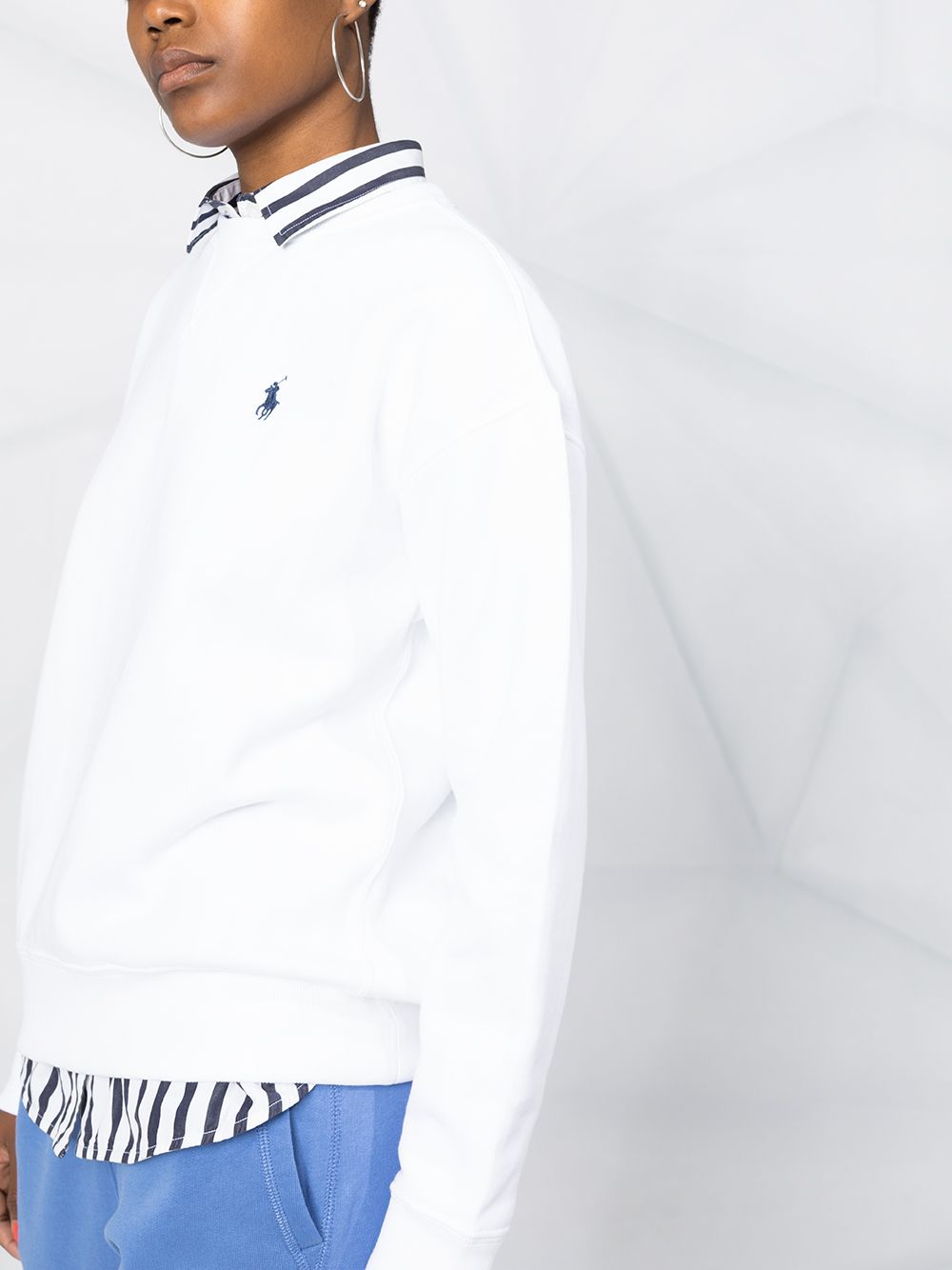 Shop Polo Ralph Lauren Plain Long-sleeve Sweatshirt In White