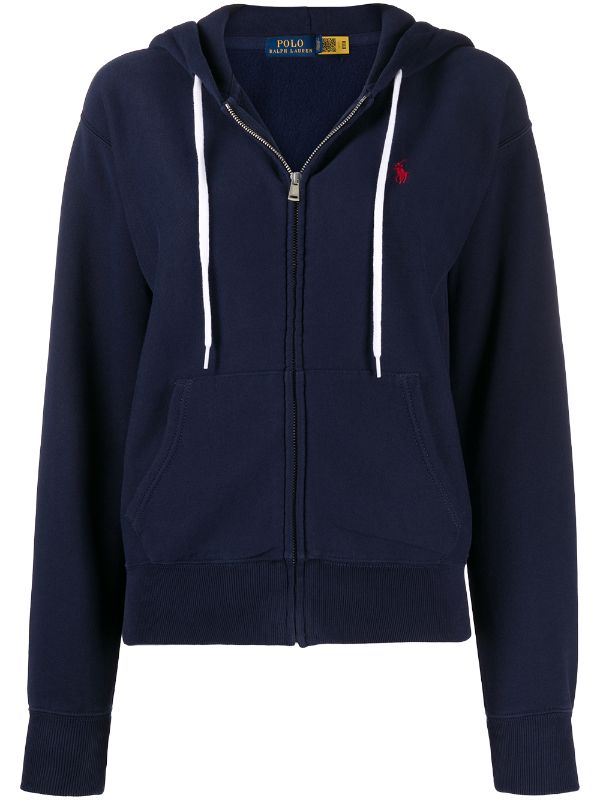 Shop Polo Ralph Lauren zip-up cotton hoodie with Express Delivery - FARFETCH