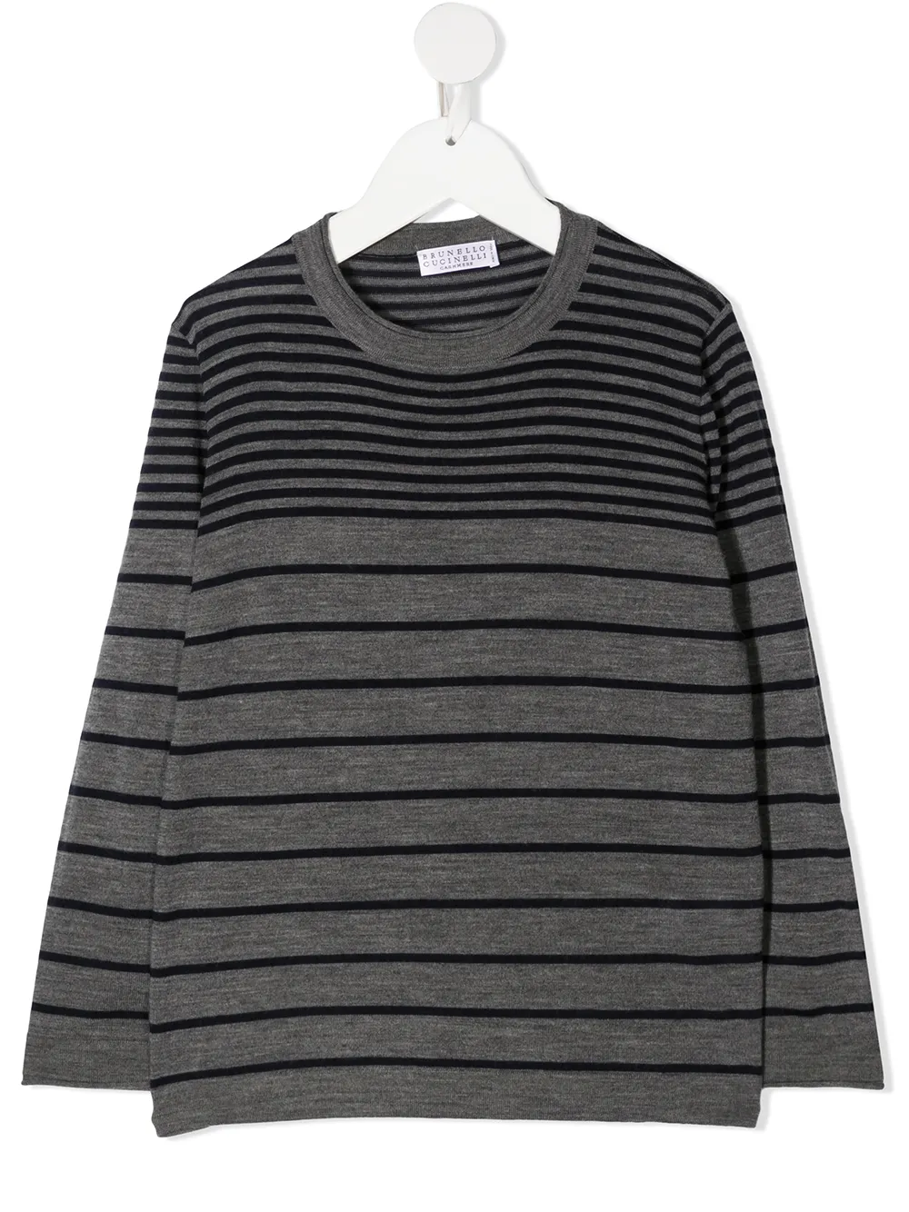 

Brunello Cucinelli Kids striped knit jumper - Grey