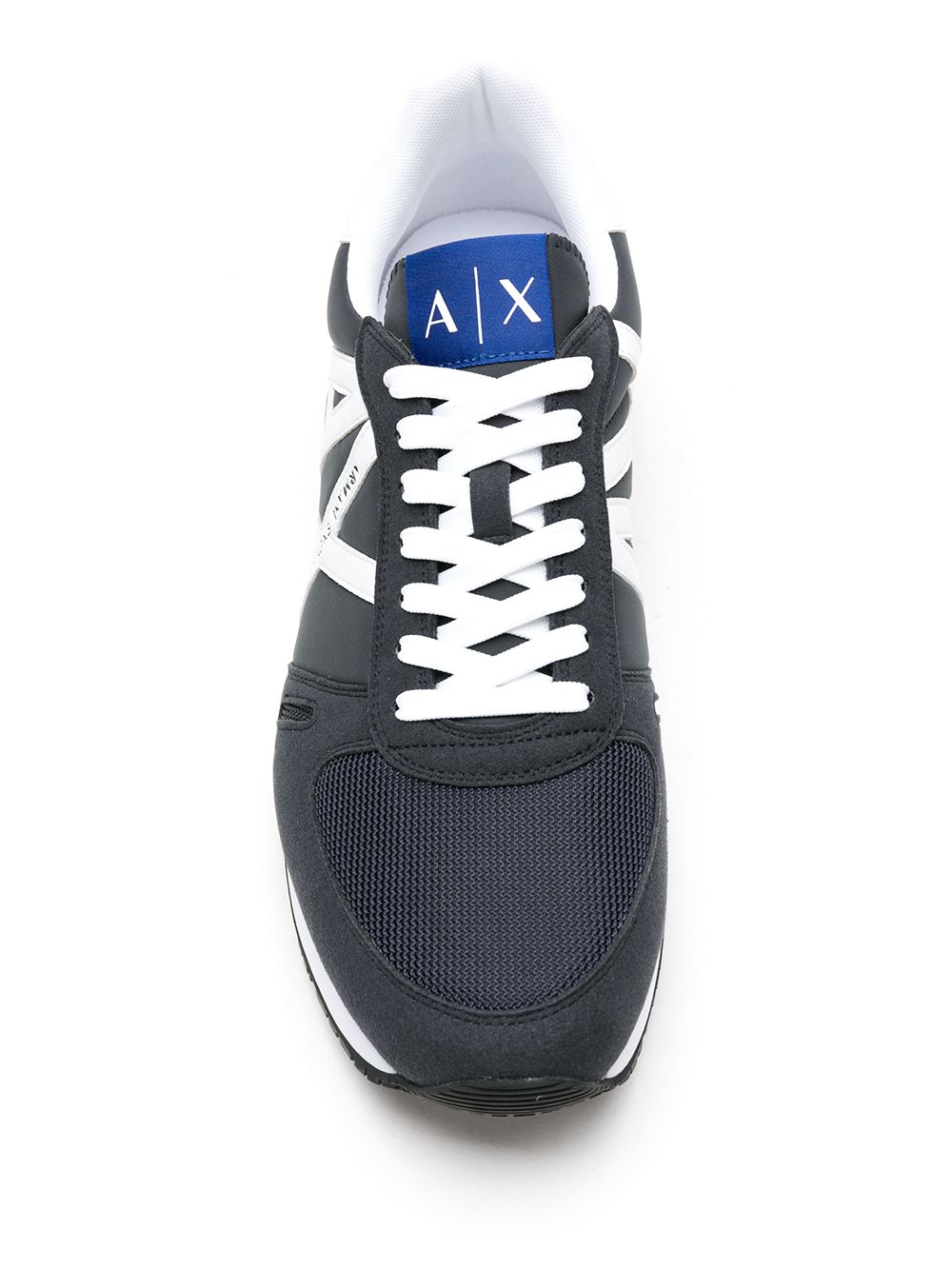 Shop Armani Exchange Lace-up Logo Detail Sneakers In Blue