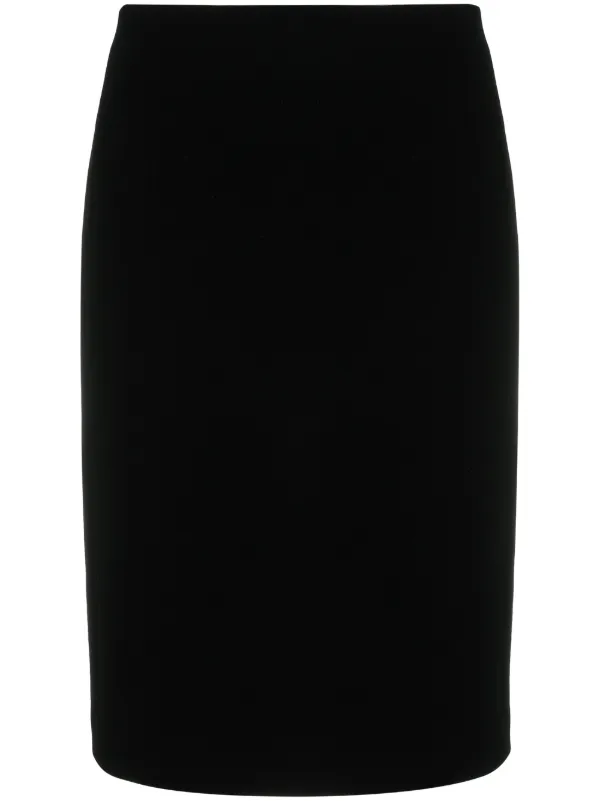 high waisted black silk skirt