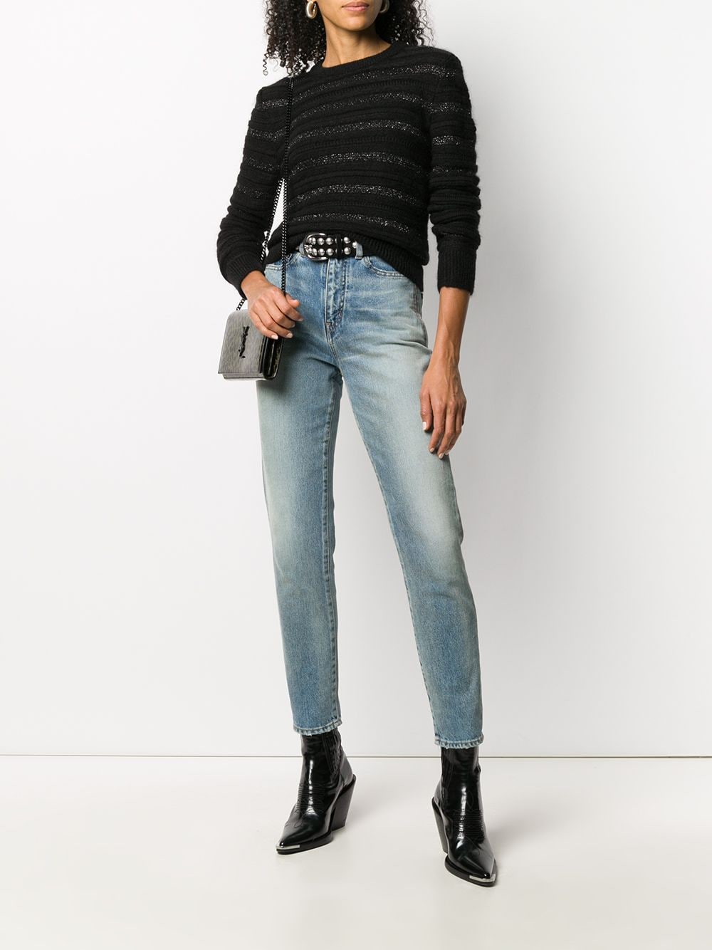 Saint Laurent Metallic Stripe Knitted Jumper - Farfetch