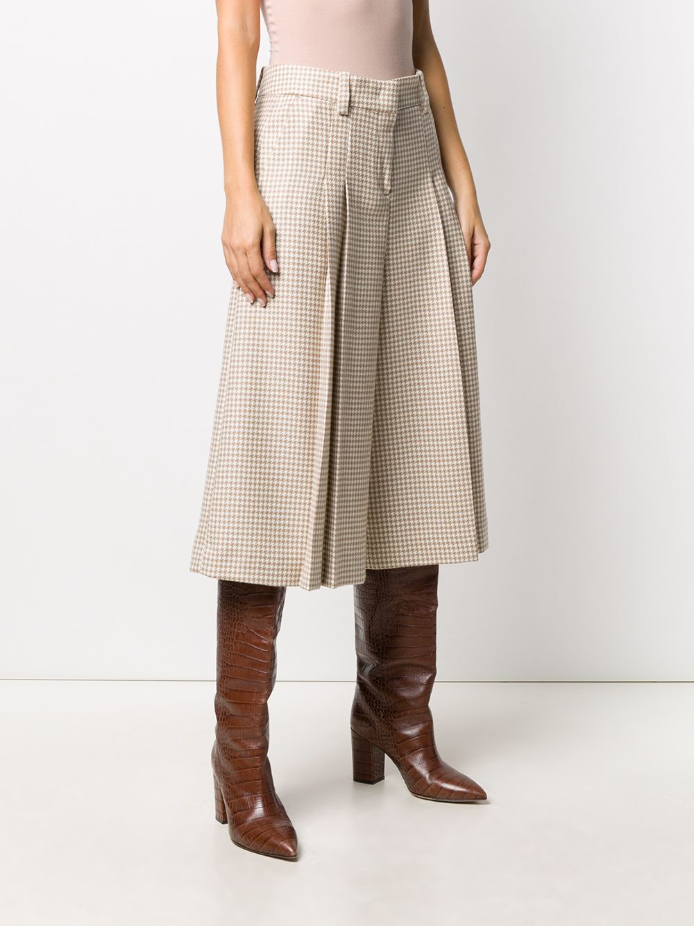 фото Pt01 dogtooth pattern pleated culottes