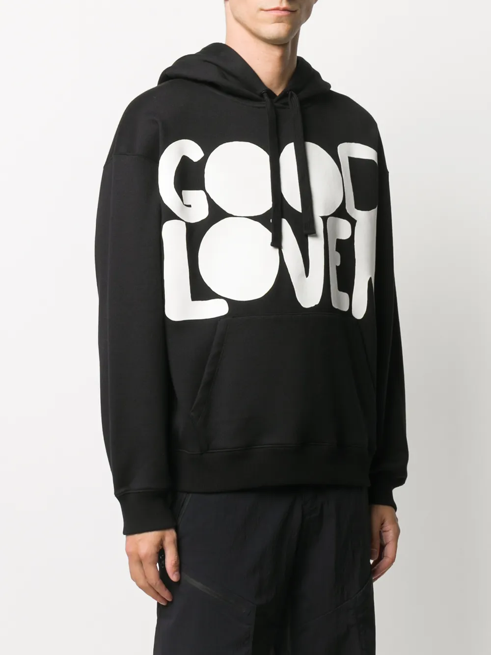 Shop Valentino Good Lover Print Hoodie In Black