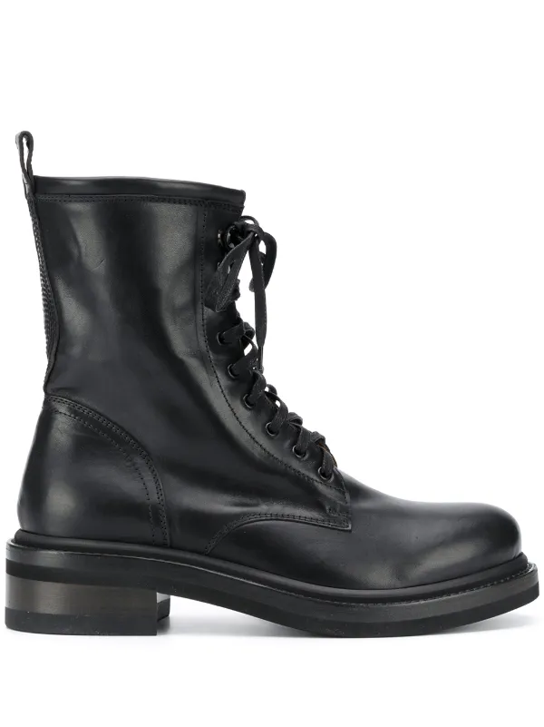 white lace up biker boots