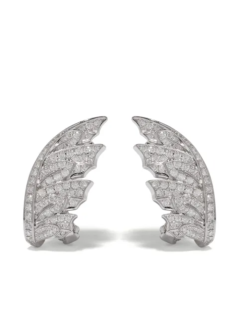 Stephen Webster 18kt white gold Magnipheasant pavé diamond feather earrings