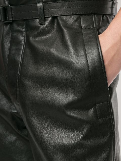 straight leg leather trousers