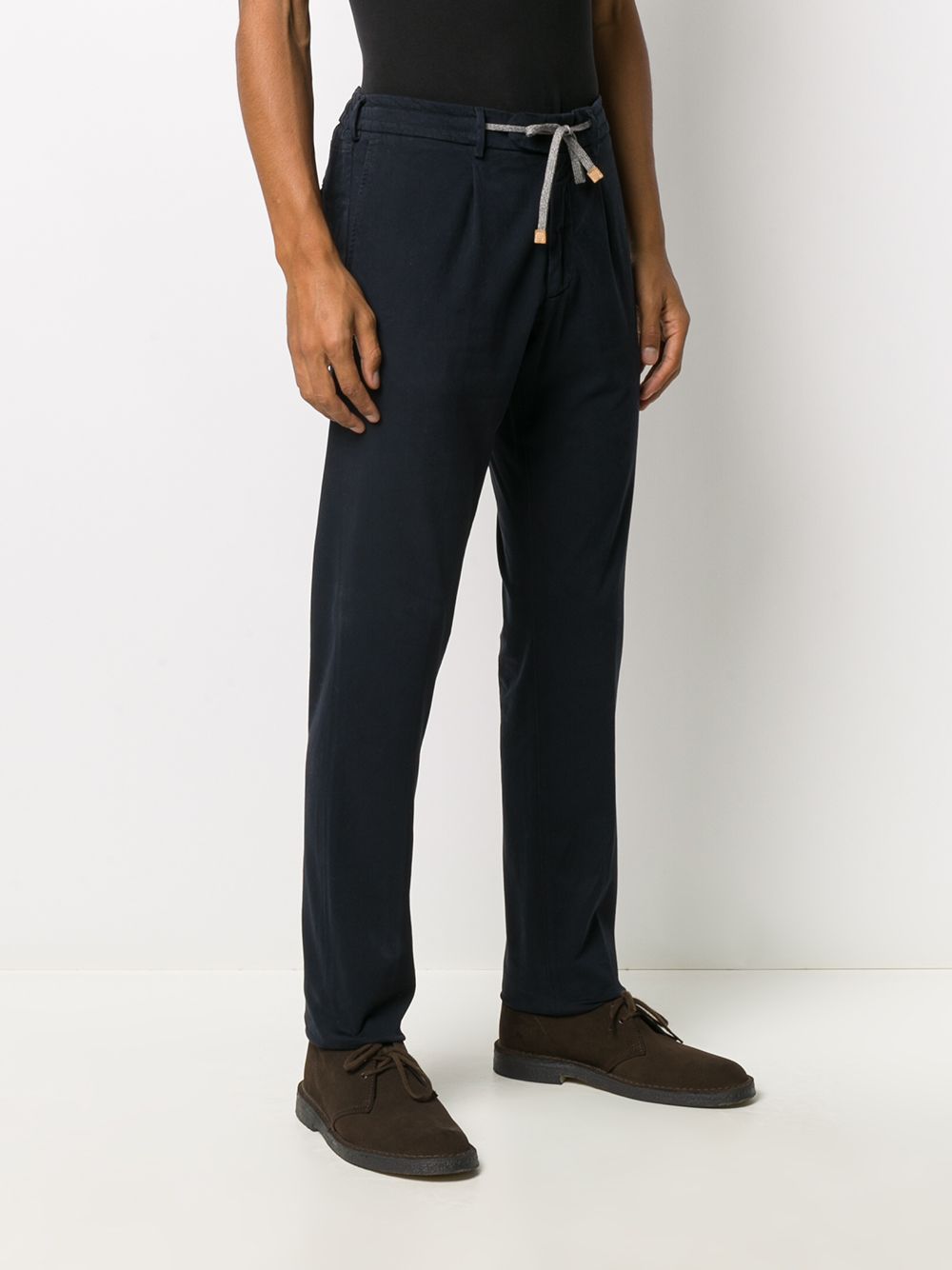 Shop Eleventy Straight-leg Drawstring Trousers In Blue