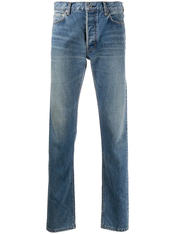 Jeans dritti con effetto schiarito Farfetch Abbigliamento Pantaloni e jeans Jeans Jeans straight Blu