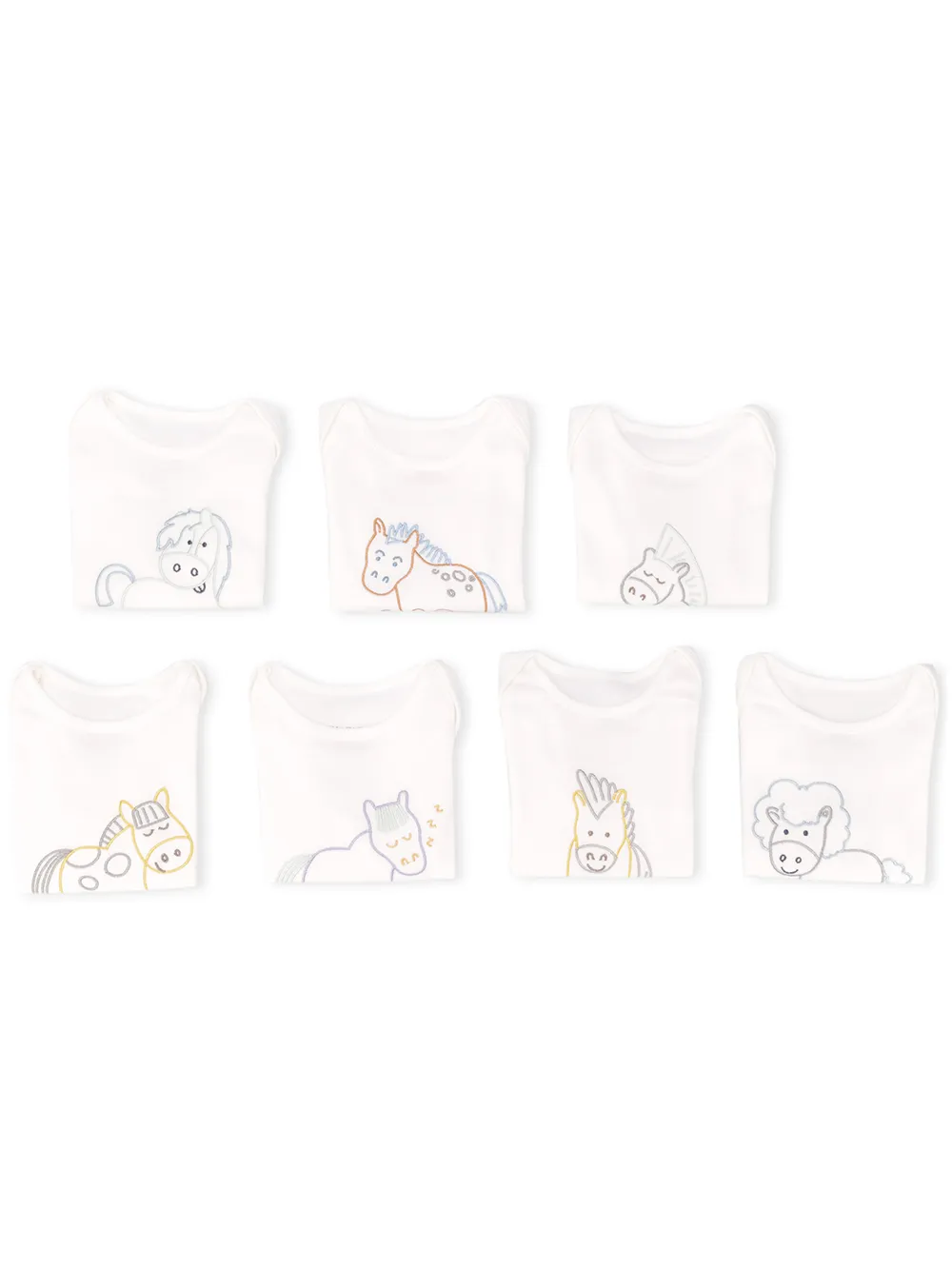 

Stella McCartney Kids set de 7 bodies con bordado de caballo - Blanco