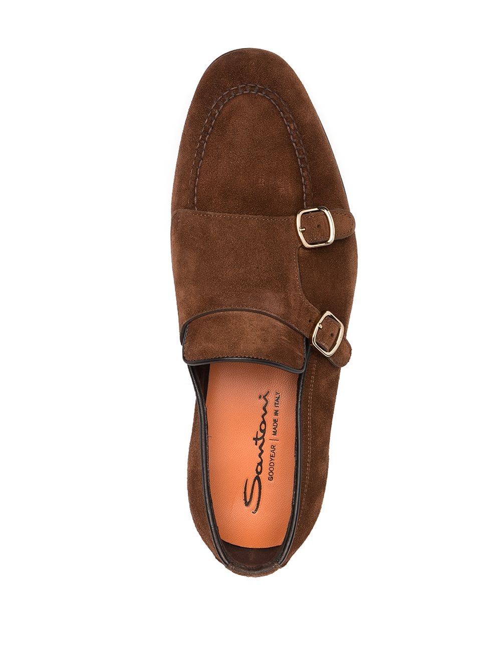 SANTONI SUEDE MONK SHOES 