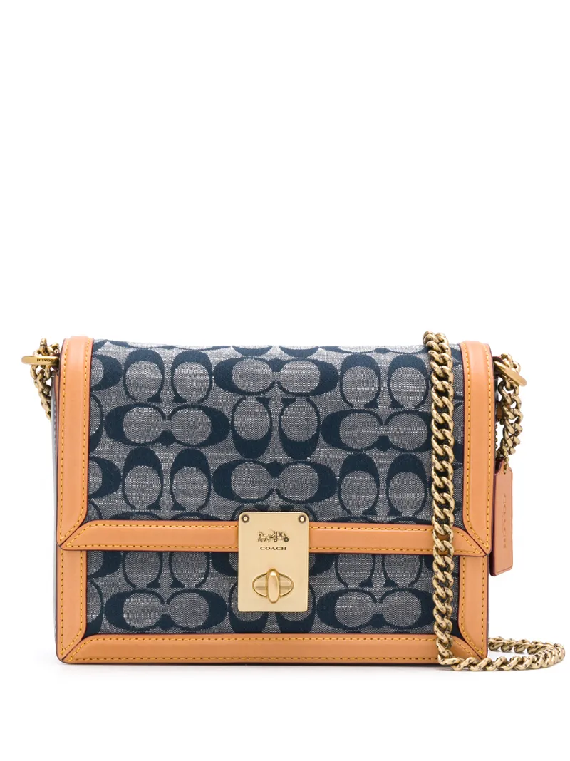 coach hutton shoulder bolsa in signature canvas