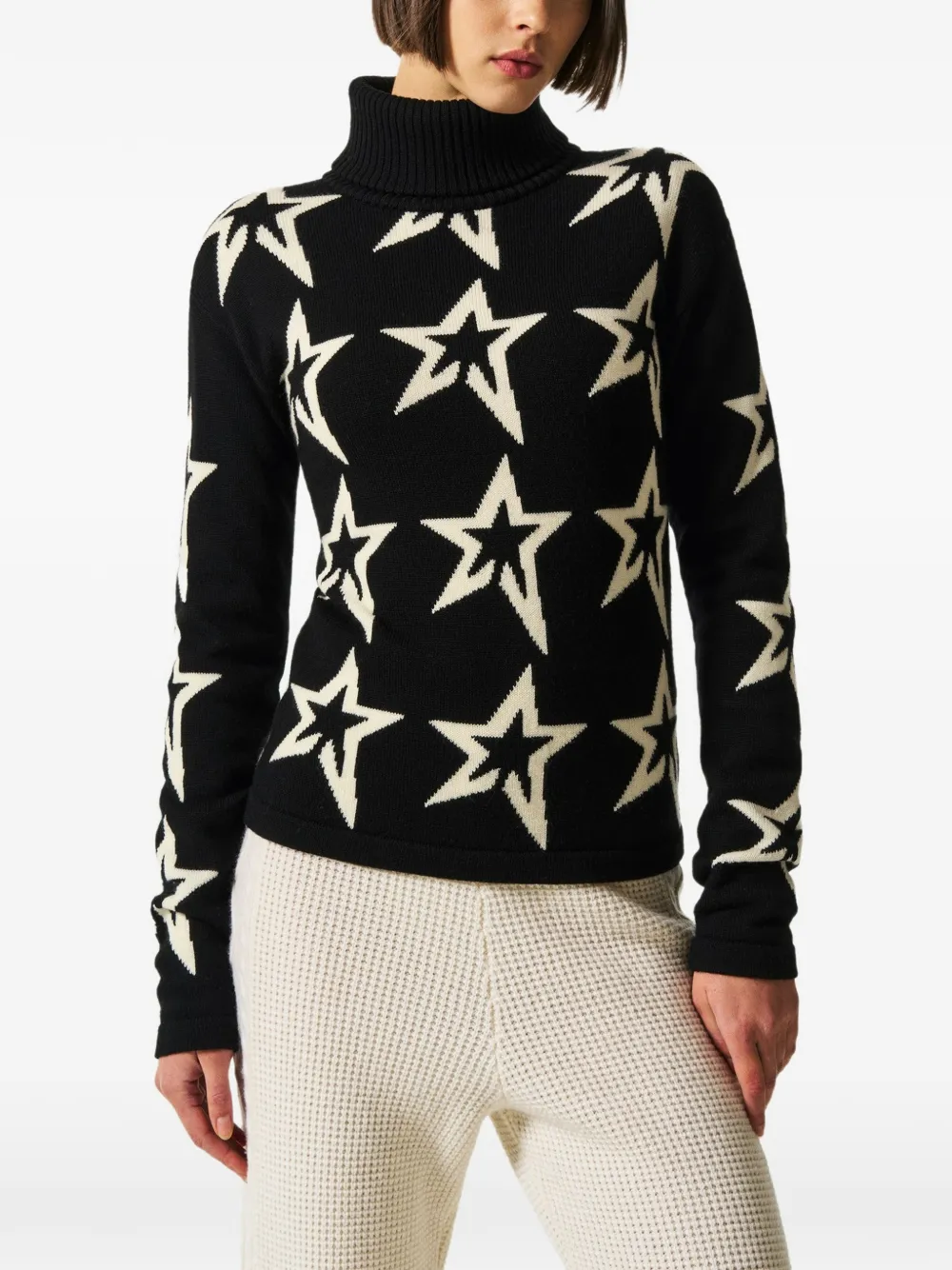  Perfect Moment Rollkragenpullover Mit Print   Schwarz 
