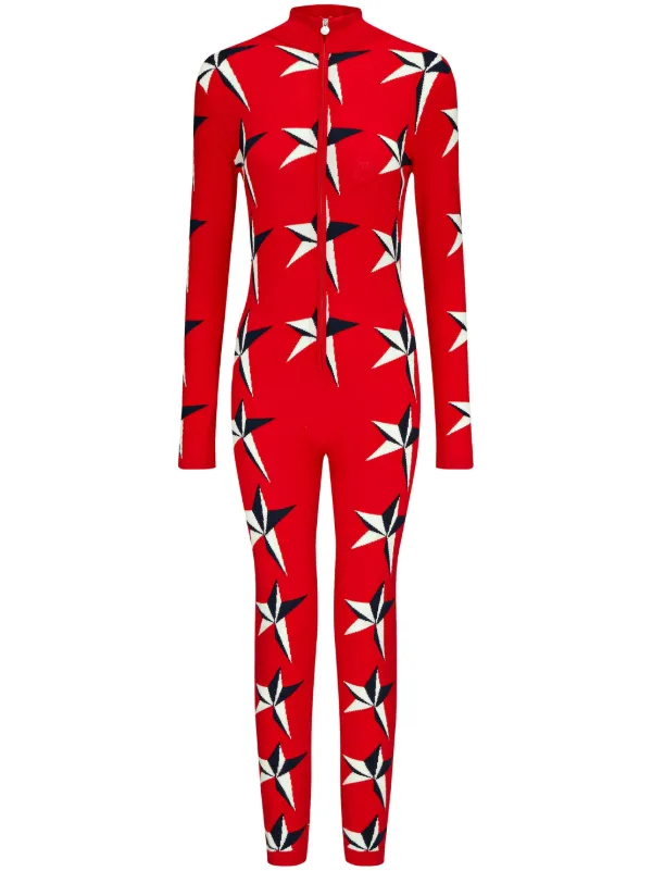 Perfect Moment Ski Intarsia-knit Jumper in Red