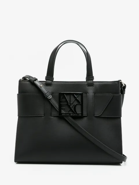 Armani Exchange logo belt-strap tote bag