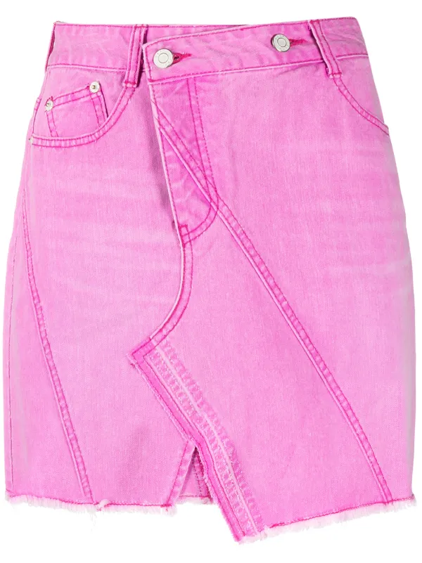 asymmetrical denim mini skirt