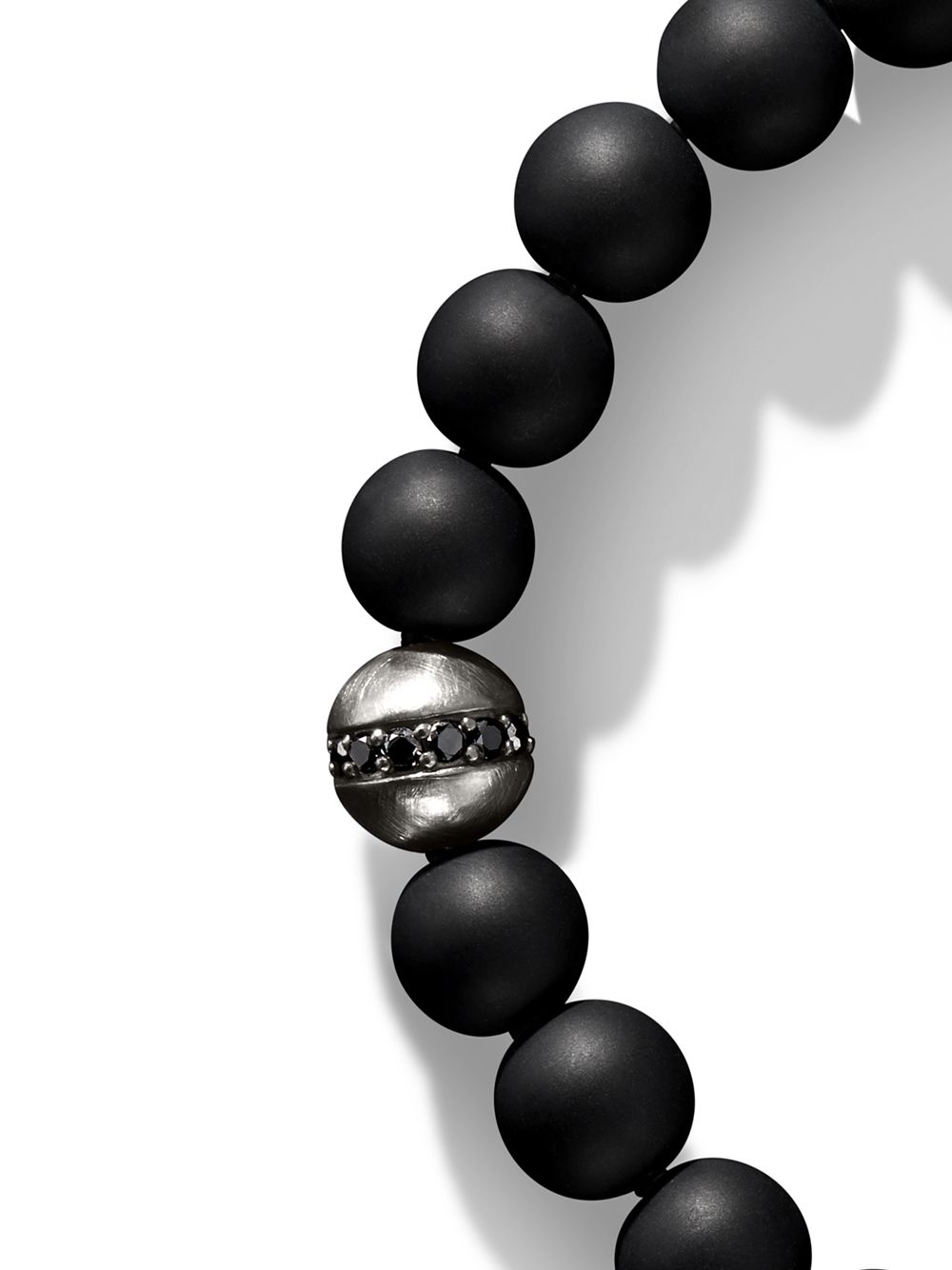 Shop David Yurman Sterling Silver Spiritual Beads Onyx And Diamond Bracelet