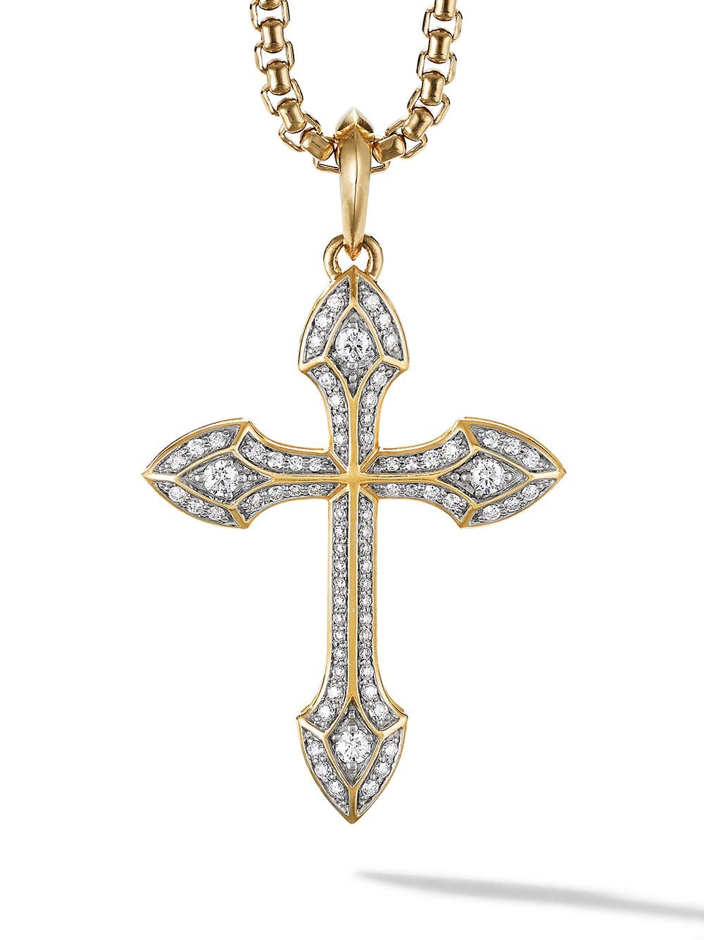 Image 1 of David Yurman 18kt yellow gold gothic diamond cross amulet enhancer