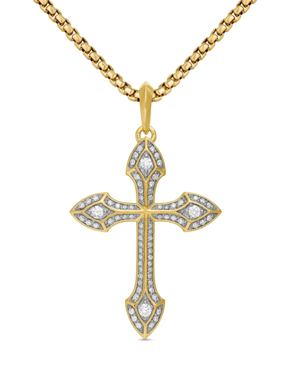 David Yurman Gothic Cross ダイヤモンド アミュレット 36.5mm 18Kイエローゴールド - ゴールドトーン David Yurman Gothic Cross ダイヤモンド アミュレット 36.5mm 18Kイエローゴールド - ゴールドトーン