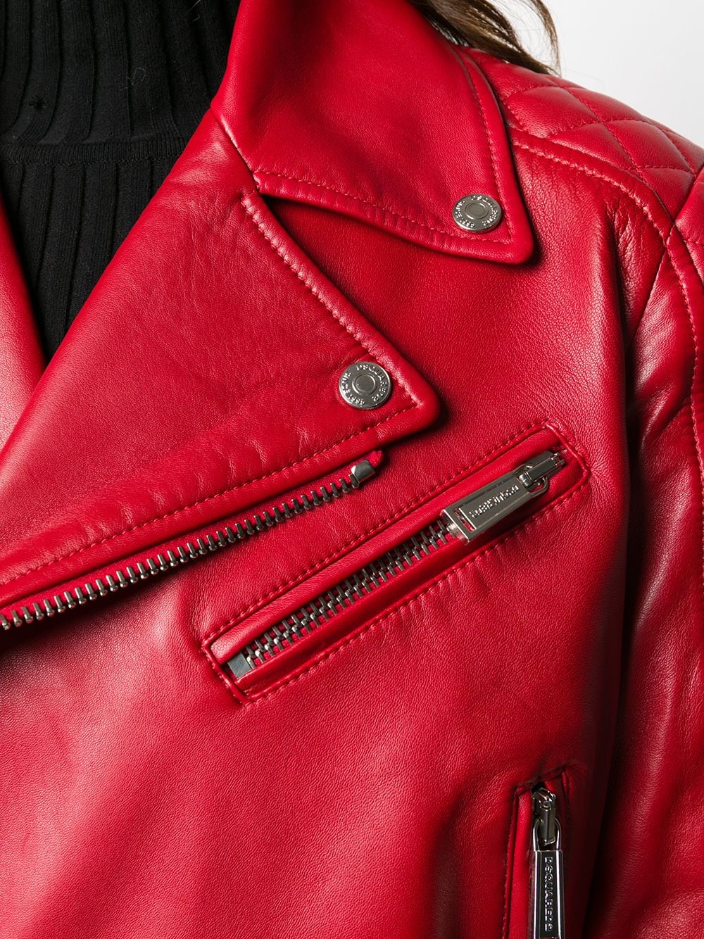 Shop Dsquared2 Quilted Detail Zip-up Leather Jacket In Red