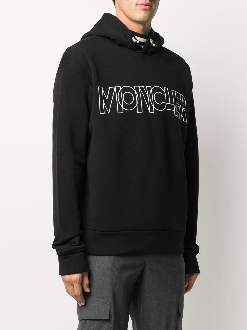 Shop Moncler Grenoble logo-print long-sleeved hoodie with Express ...