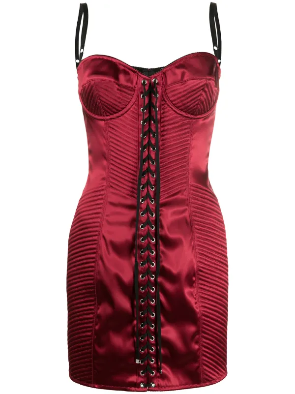 Gabbana tie-fastening fitted mini dress ...