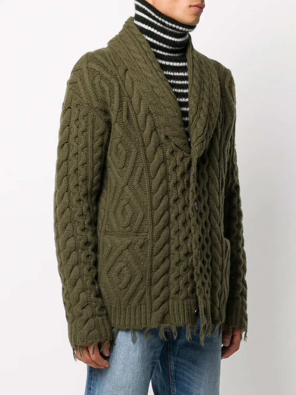 фото Alanui cable-knit raw-edge cardigan