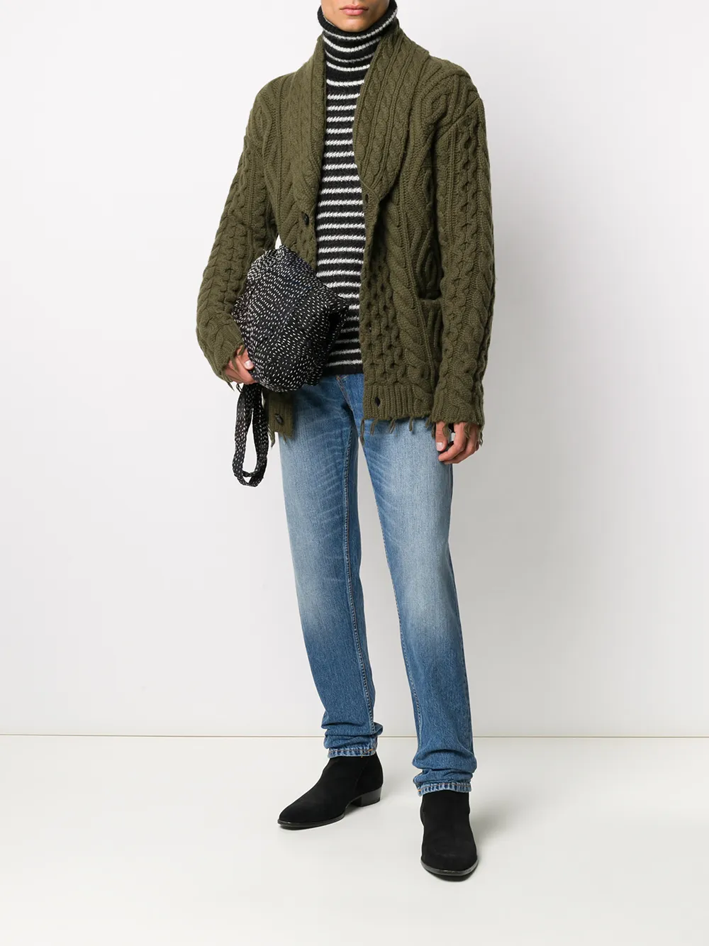 фото Alanui cable-knit raw-edge cardigan