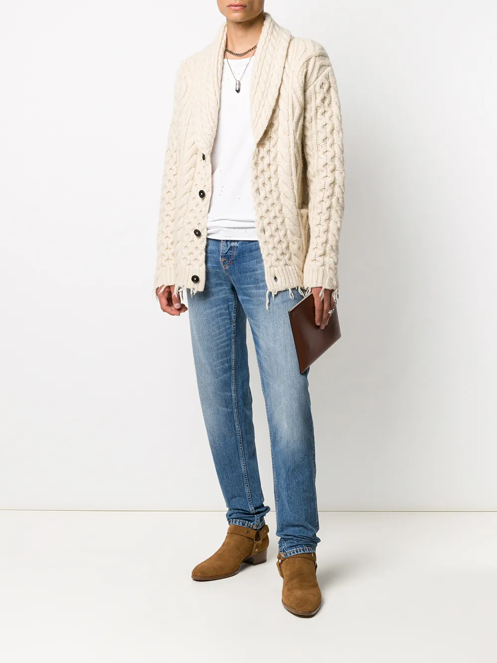 фото Alanui cable-knit raw-edge cardigan