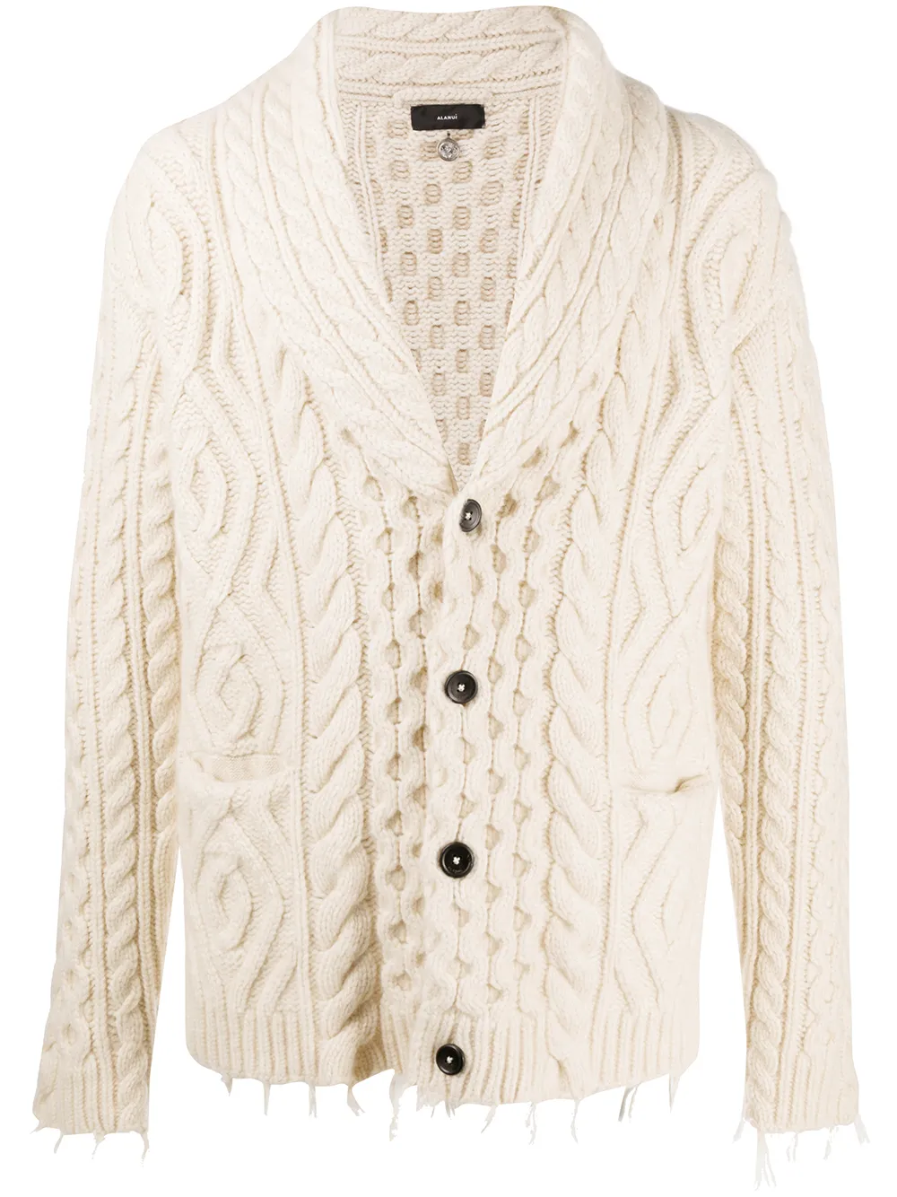 фото Alanui cable-knit raw-edge cardigan