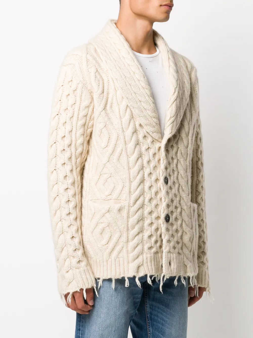 фото Alanui cable-knit raw-edge cardigan