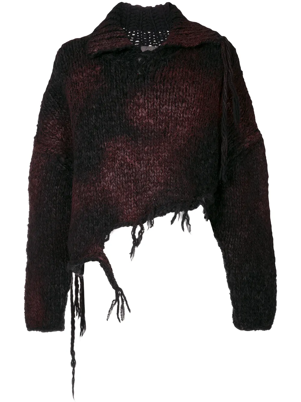 Yohji Yamamoto Asymmetric Frayed Jumper In Black