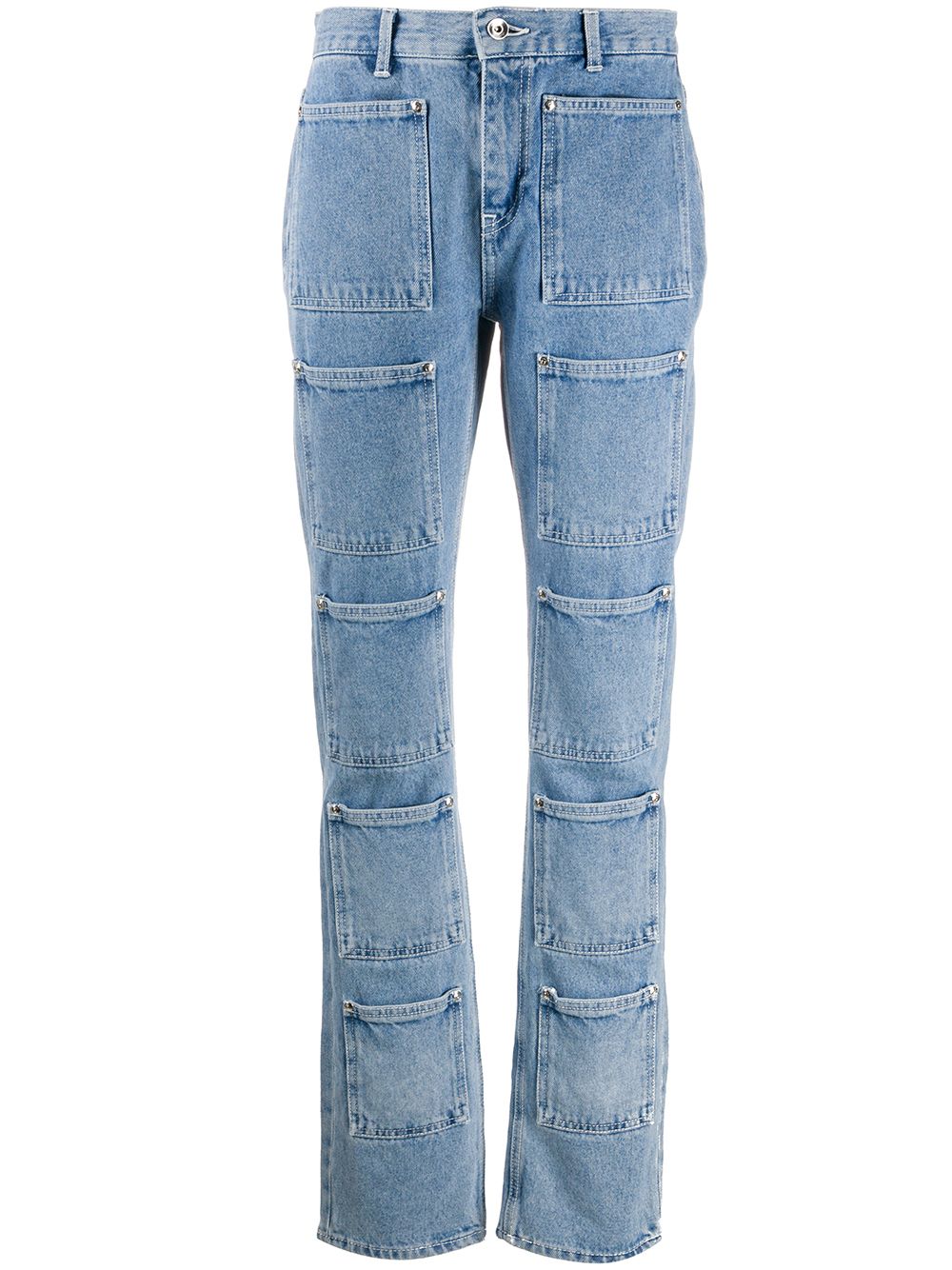 Shop Lourdes Patch Pocket Jeans In Blue