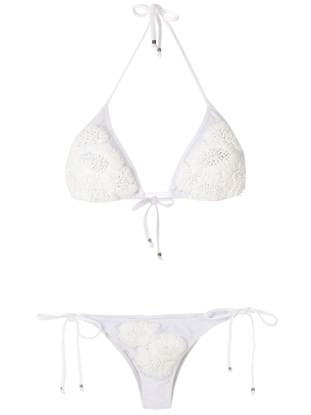 Amir Slama Beaded Embroidery Bikini Set In White