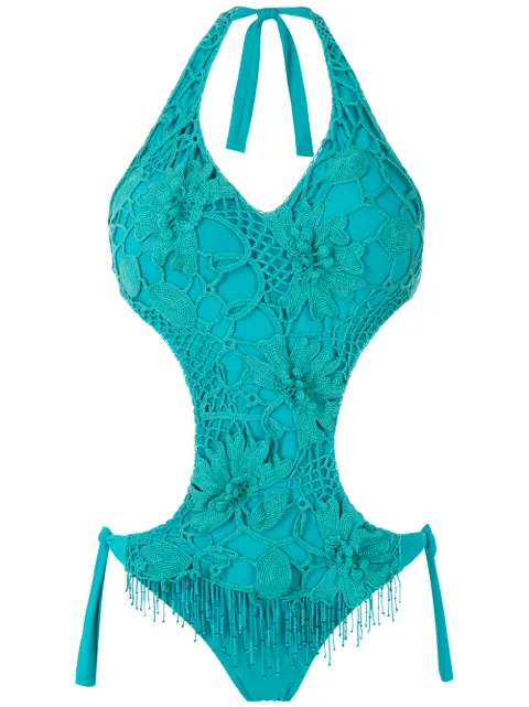 Amir Slama embroidered cut-out one-piece