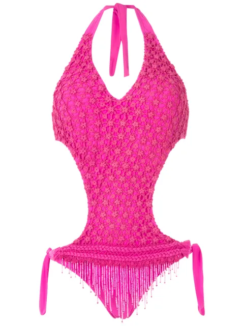 Amir Slama embroidered cut-out one-piece
