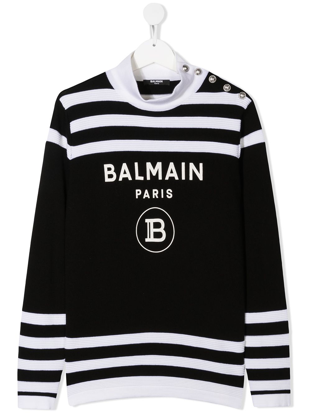 фото Balmain kids полосатый свитер с длинными рукавами